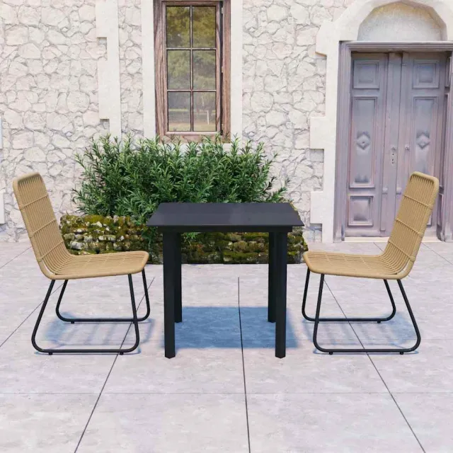 vidaXL 3-delige Tuinset poly rattan en glas bruin, foto 2