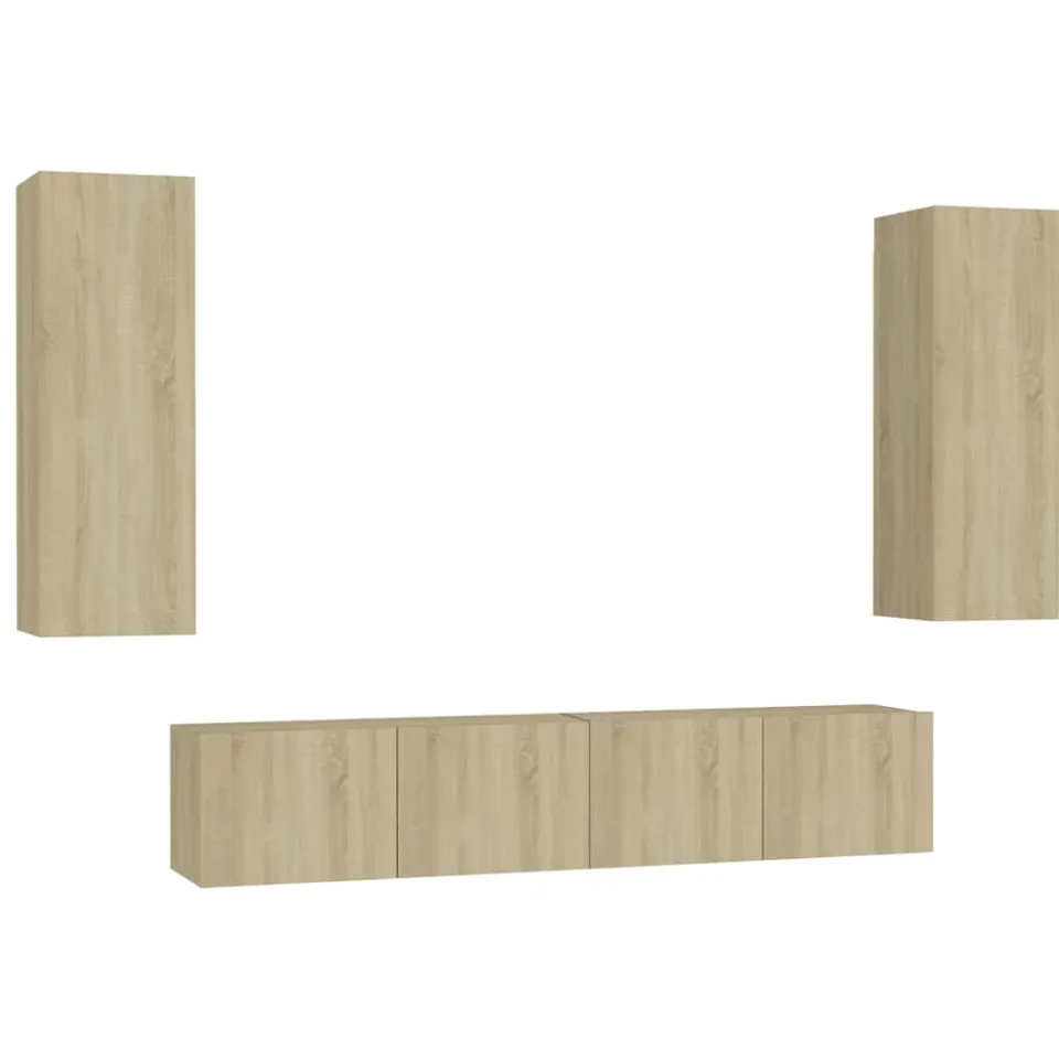 vidaXL 4-delige Tv-meubelset bewerkt hout sonoma eikenkleurig, foto 3