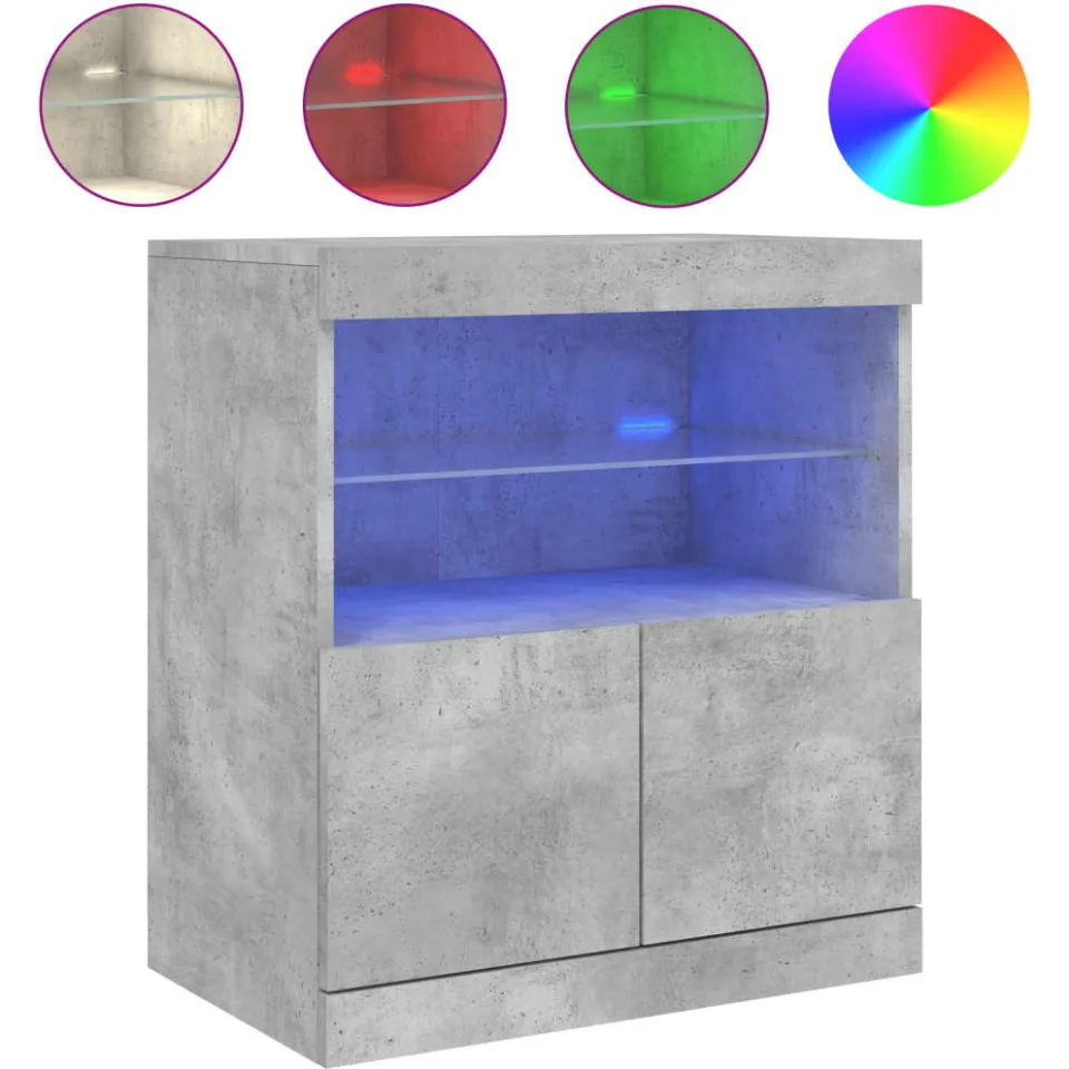 vidaXL Dressoir met LED-verlichting 60x37x67 cm betongrijs grijs, foto 4