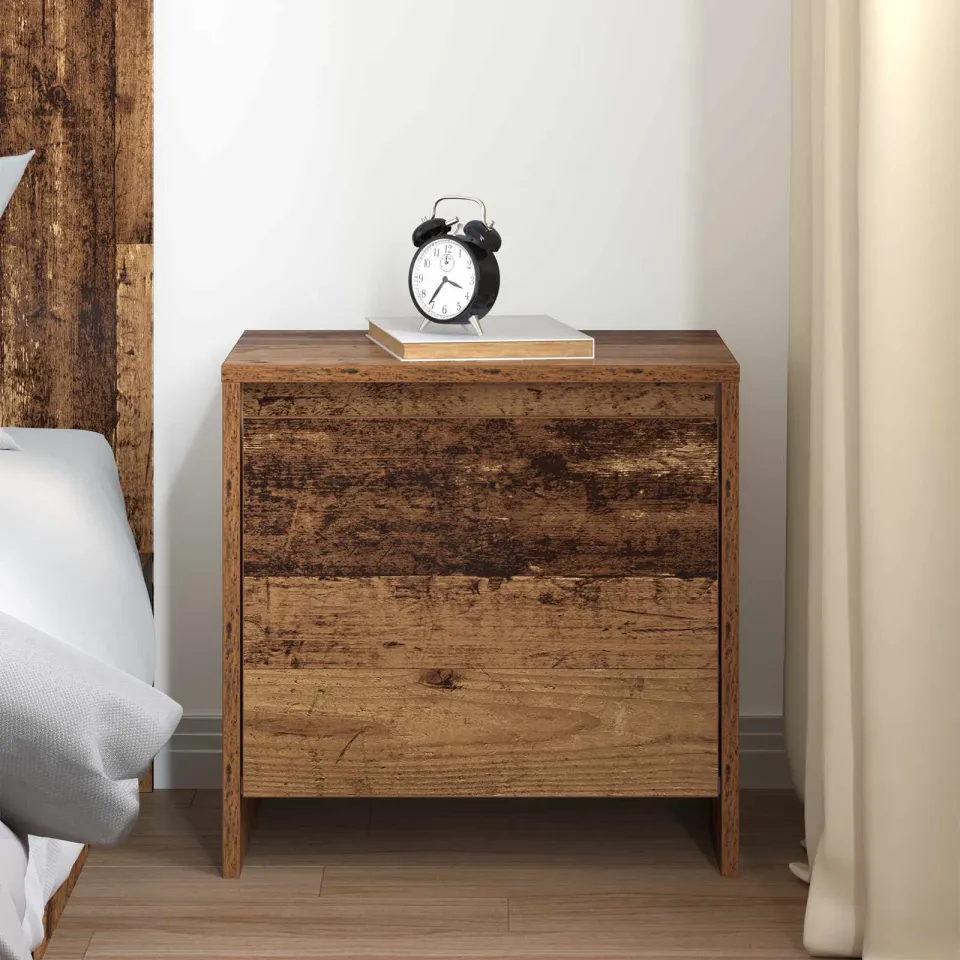 vidaXL Nachtkastje Oudhout 45 x 34 x 44,5 cm Bewerkt hout bruin, foto 4