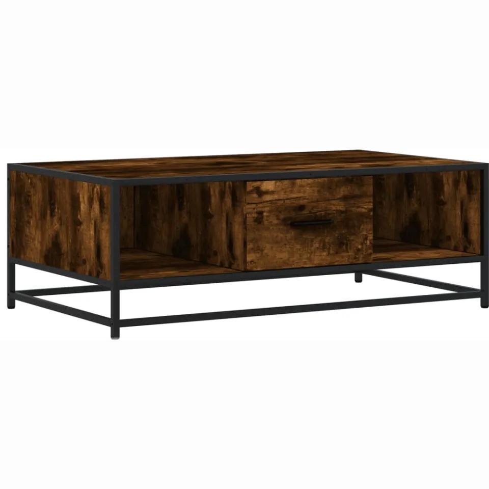 vidaXL Salontafel 100x57x35 cm bewerkt hout en metaal gerookt eiken, foto 4