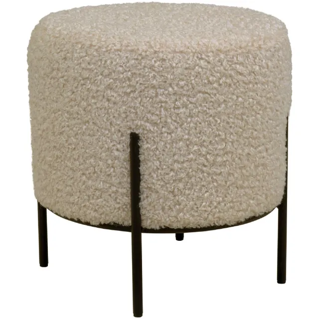 Nest of Nora Poef teddy - Voetenbank rond 35,5x37 cm - Hocker - Grijs / bruin, foto 2
