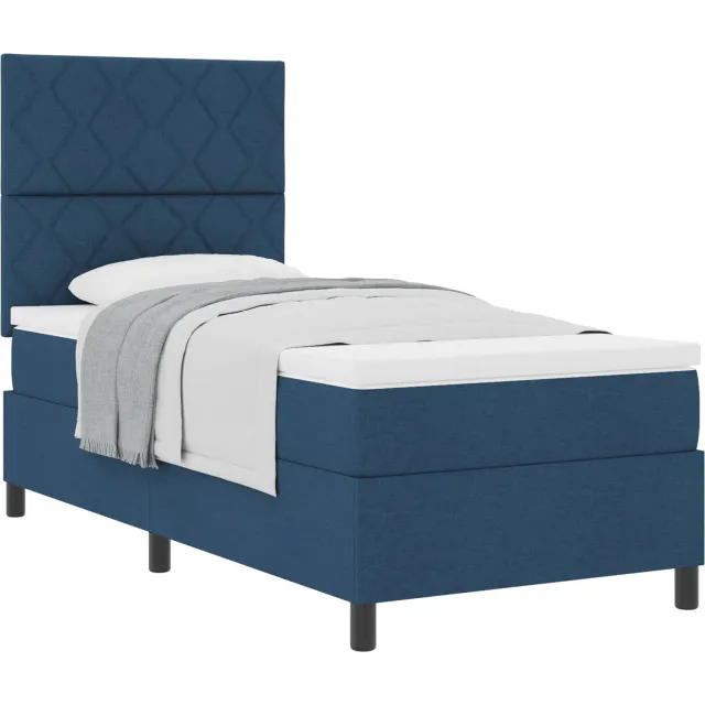 vidaXL Boxspringbed met hoofdeinde Blauw 100 x 200 cm Stof
