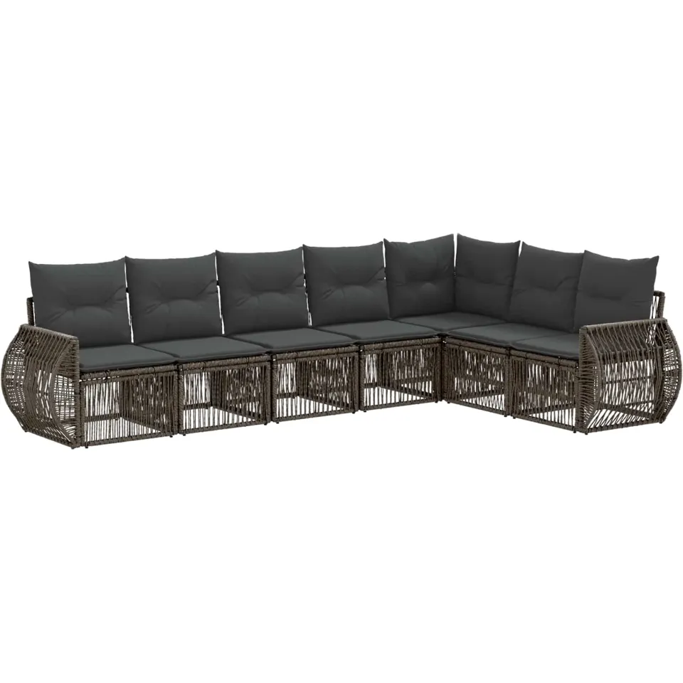 vidaXL Tuinbankenset 7 st 7-zits Grijs en Donkergrijs poly rattan, foto 3
