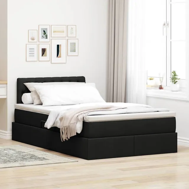 vidaXL Opbergbed met matras met hoofdeinde Zwart 120 x 200 cm fluweel