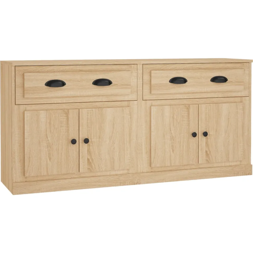 vidaXL Dressoirs 2 st bewerkt hout sonoma eikenkleurig Bruin