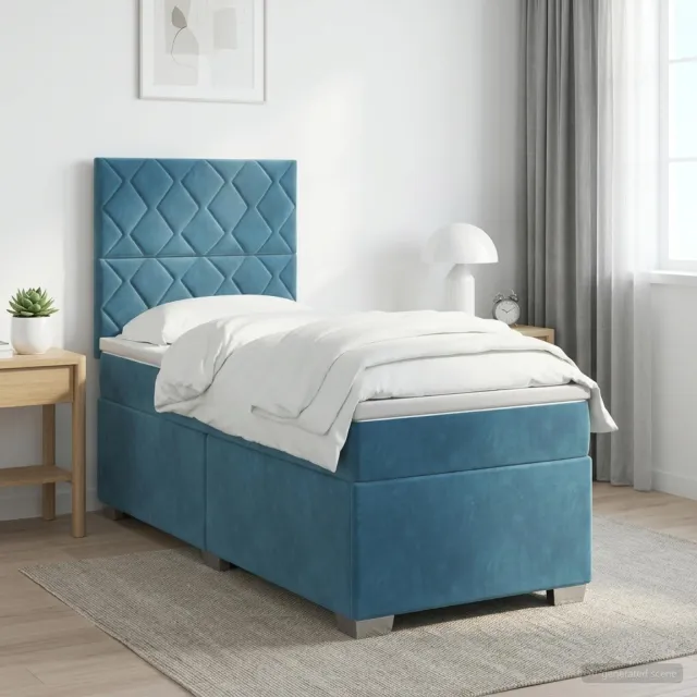 vidaXL Boxspringbed met matras Blauw 90 x 200 cm Fluweel