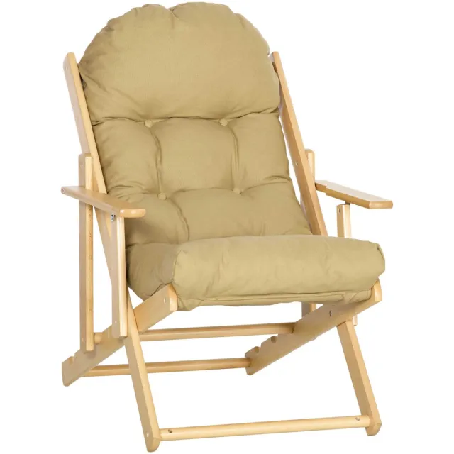 whiqutey Fauteuil, Relaxfauteuil, Verstelbare Rugleuning, Beukenhouten Frame, Tot 120 kg, Bruin