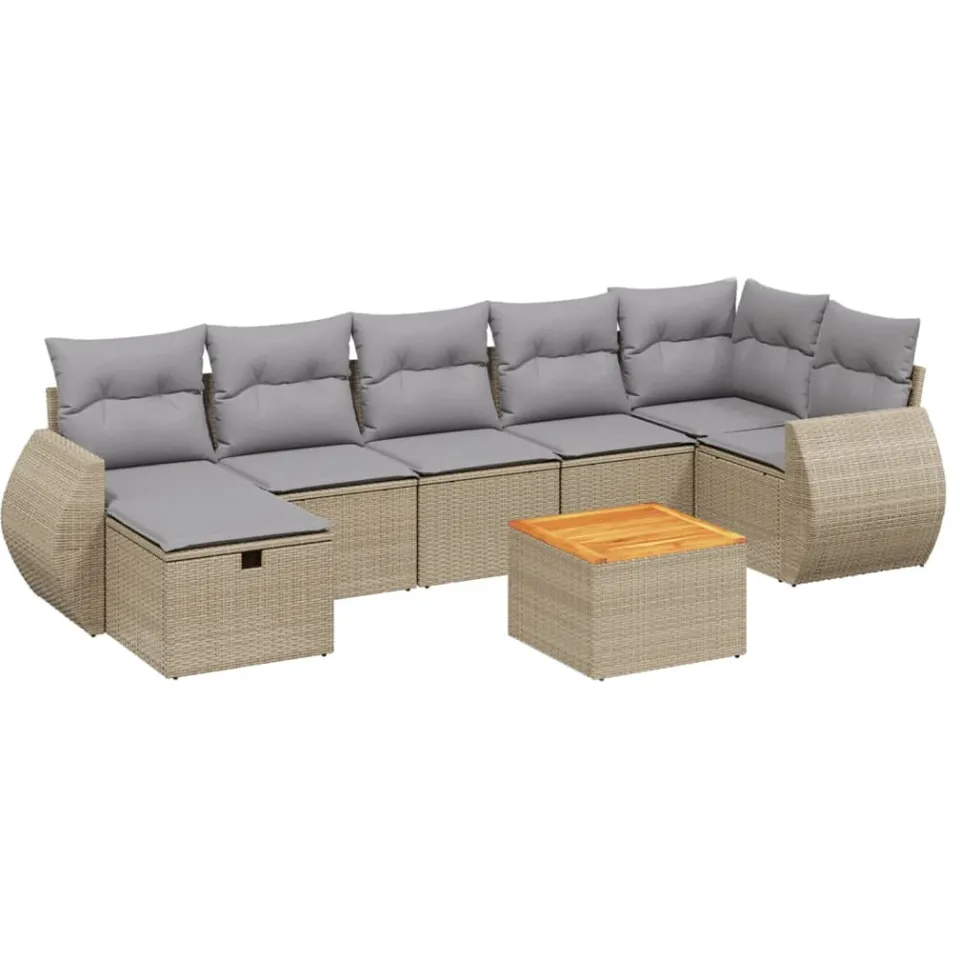 vidaXL Patio Sofa Set 6-zits Mix Beige en Lichtgrijs, foto 3
