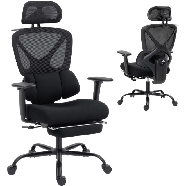 Homcom bureaustoel - mesh (100% polyester) - 73x75x128cm - zwart