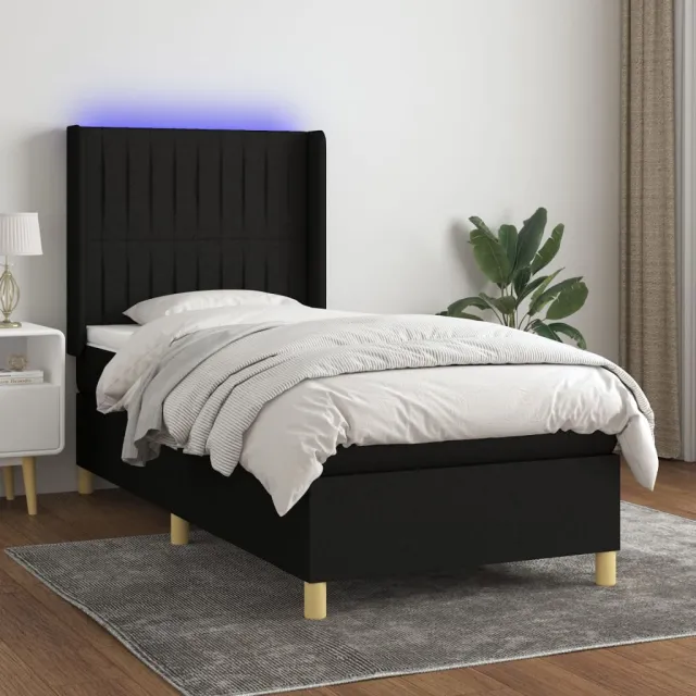vidaXL Boxspring met matras en LED stof zwart 80x200 cm