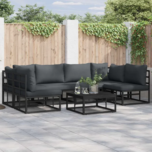 vidaXL Tuinbankenset 7 st Zwart Aluminium, foto 2
