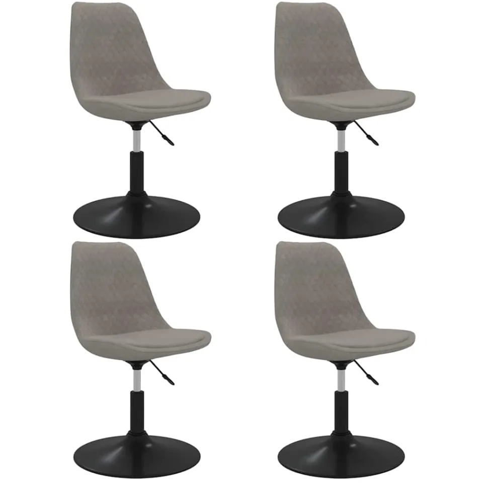 vidaXL Eetkamerstoelen draaibaar 4 st fluweel lichtgrijs grijs, foto 3