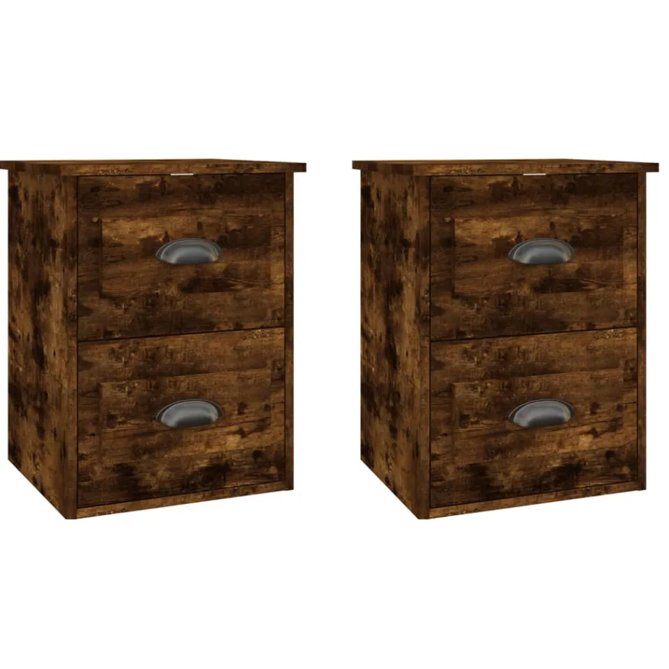 vidaXL Nachtkastjes 2 st wandgemonteerd 41,5x36x53 cm gerookt eiken, foto 3