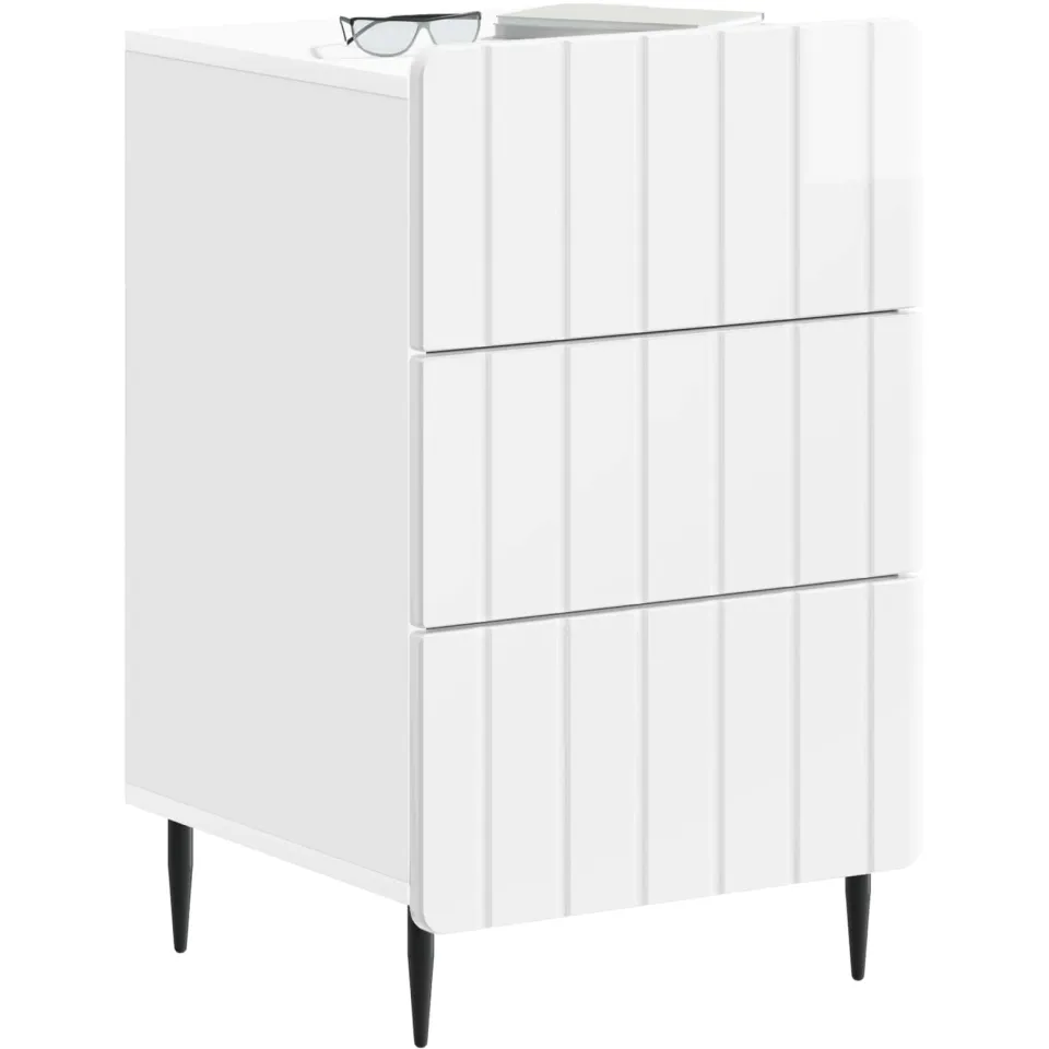 vidaXL Nachtkastje met lade Hoogglans Wit 43x 41 x 68 cm Bewerkt hout