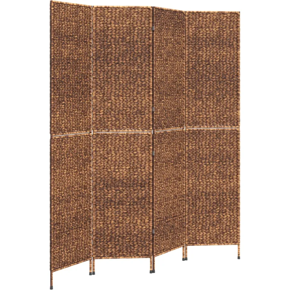 vidaXL Kamerscherm met 4 panelen 163x180 cm waterhyacint bruin, foto 4