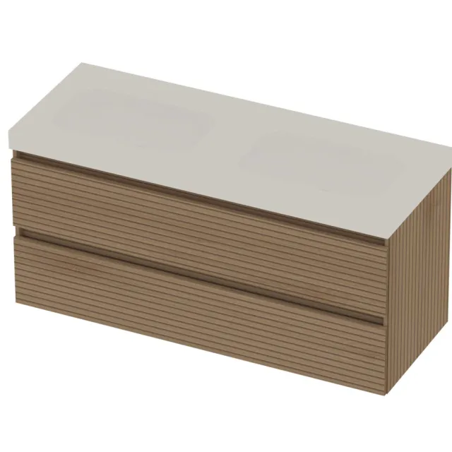 Basic-Line Moby 46 Badmeubelset Polystone 120x46x58 cm M46MWELO120D0 Lamello Oak Mat Wit