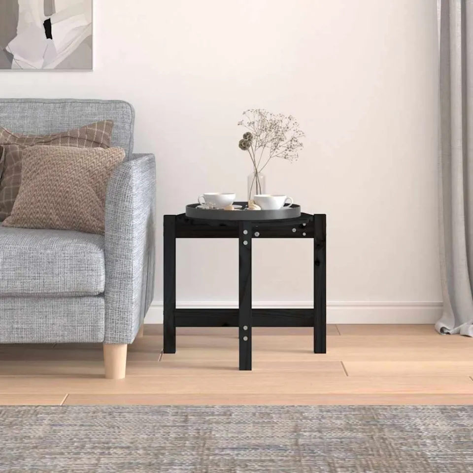 vidaXL Salontafel Ø 52,5x45 cm massief grenenhout zwart, foto 3