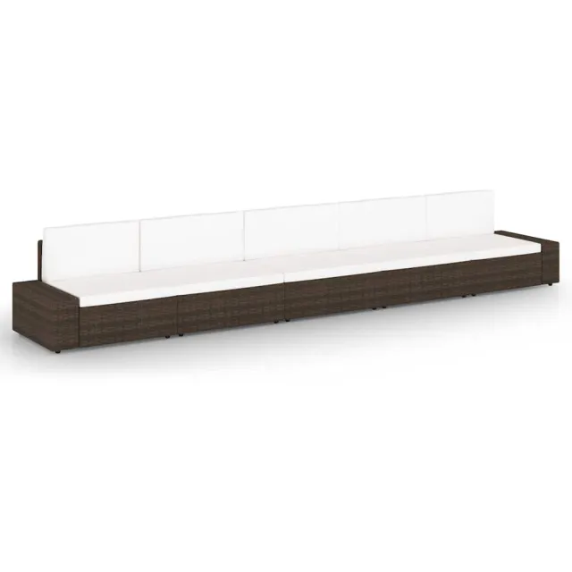 vidaXL 5-delige Loungeset met kussens poly rattan bruin