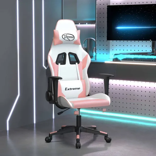 vidaXL Gamestoel - kunstleer - wit - en - roze wit en roze