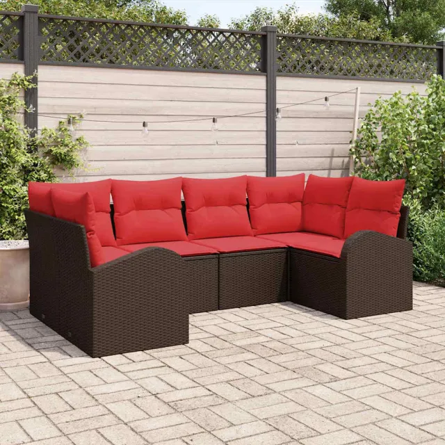 vidaXL Tuin Sofa Set 6 st 6-zits Bruin poly rattan, foto 2