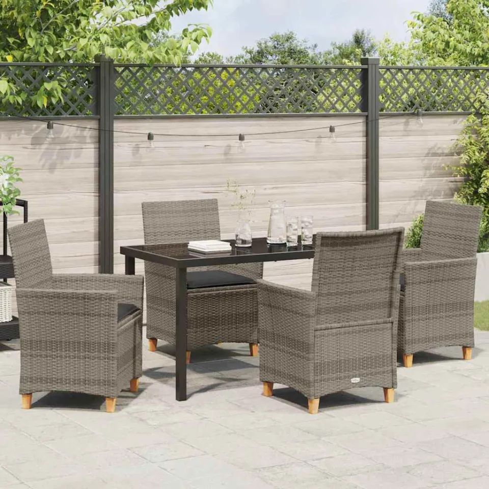 vidaXL Tuin eettafelset 5 st Grijs poly rattan, foto 3