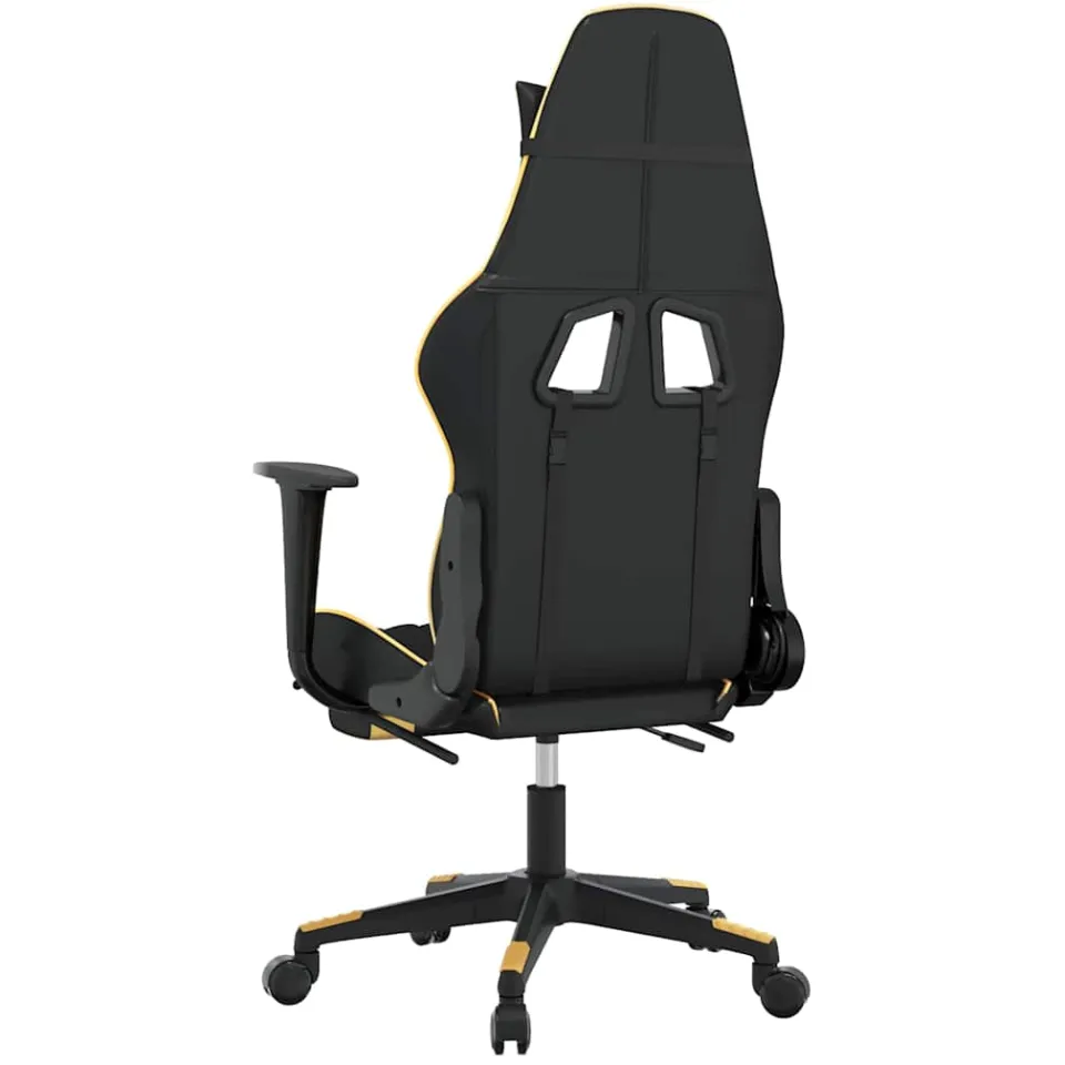 vidaXL Massage gamestoel met voetensteun kunstleer zwart & goudkleurig, foto 3