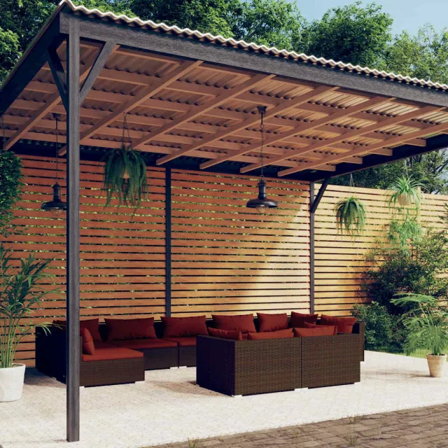 vidaXL 9-delige Loungeset met kussens poly rattan bruin, foto 2