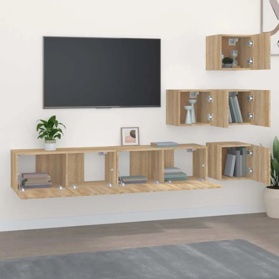 vidaXL Tv-wandmeubel bewerkt hout sonoma eikenkleurig, foto 3