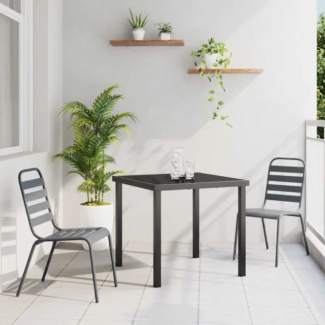 vidaXL Tuin eettafelset 3 st Antraciet Gepoedercoat staal, foto 2