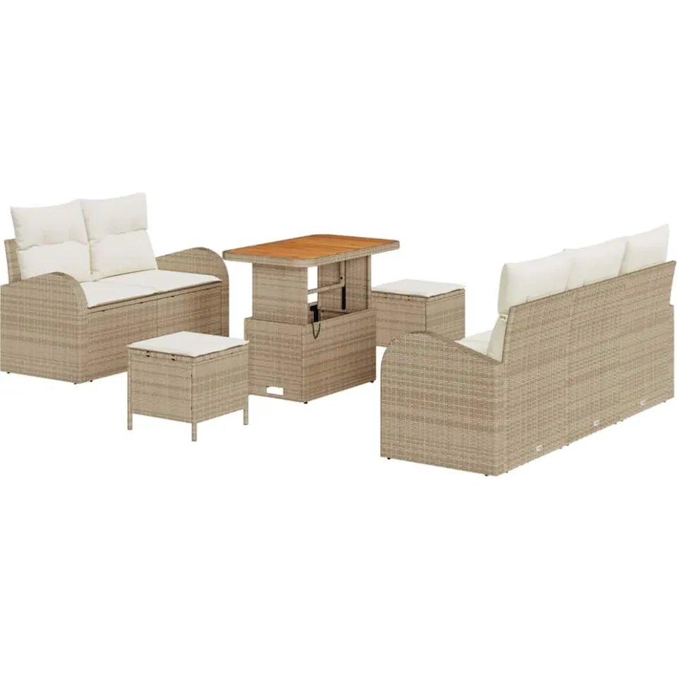 vidaXL Tuinbankenset 8 st Beige poly rattan