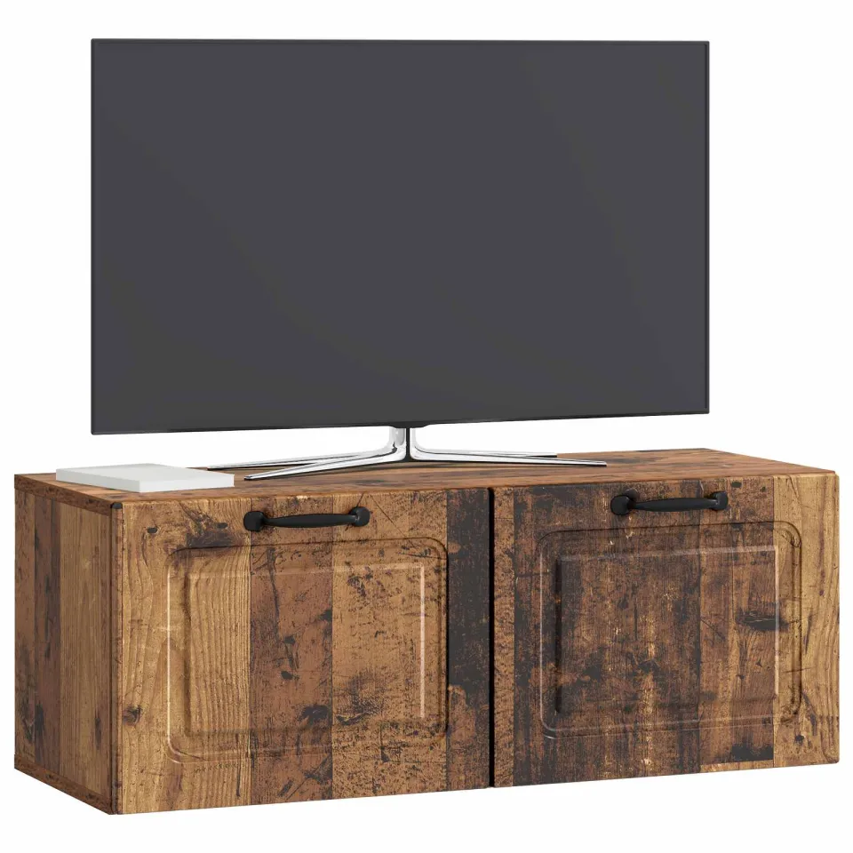 vidaXL Wandbeugel TV-kast Oud hout 78,5 x 31 x 30 cm Bewerkt hout Bruin