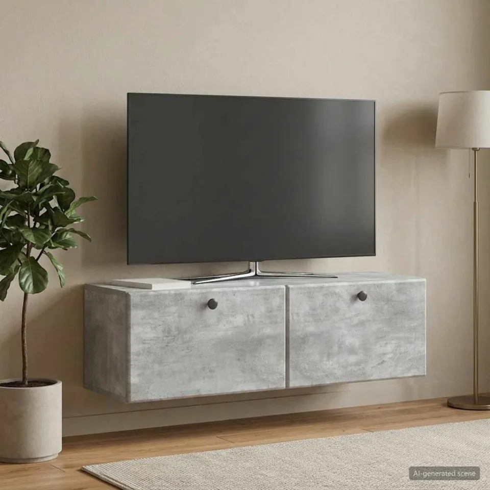 vidaXL Wandbeugel TV-kast 98 x 31 x 30 cm Betongrijs Bewerkt hout grijs, foto 4