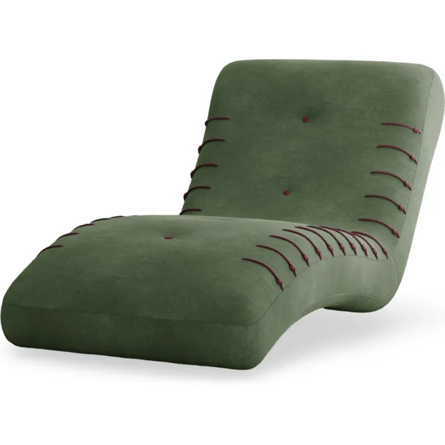 AJE Meubles B.V. Meridienne Chaise longue SPLINE - elegant en ergonomisch comfort, modern uiterlijk met contrasterende naden - Donkergroen (Castel 39)