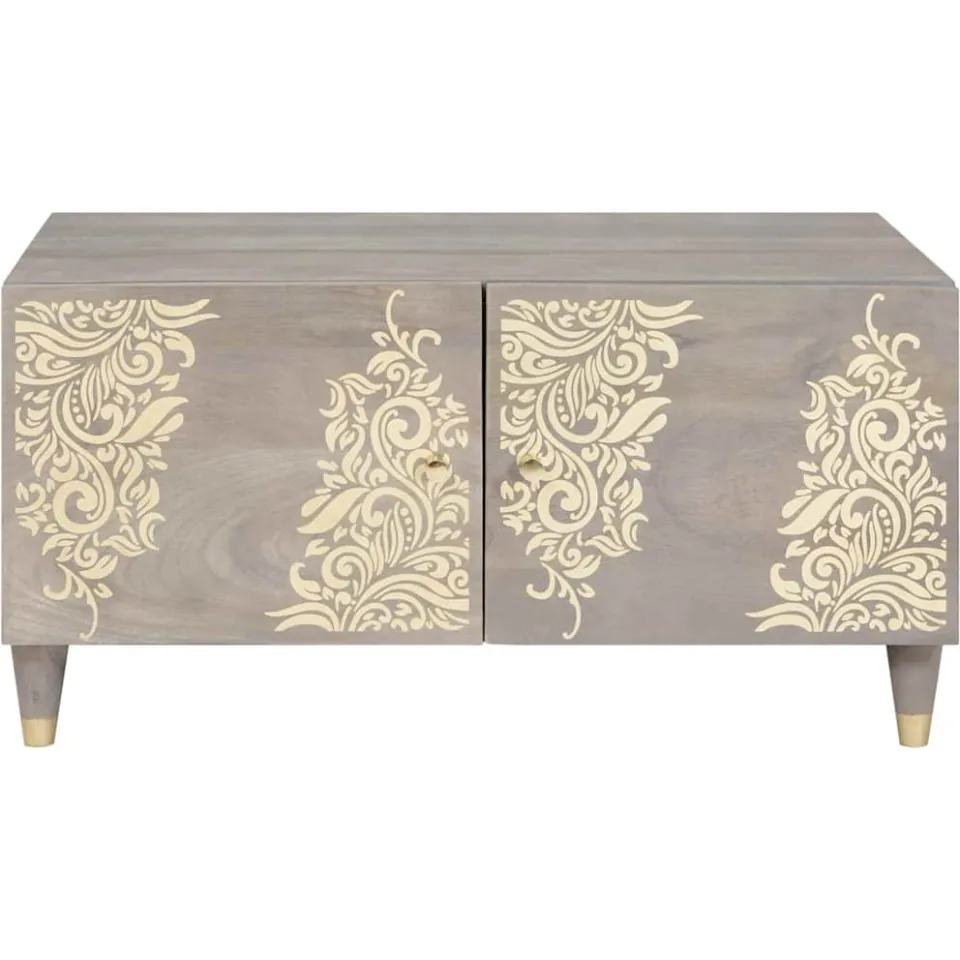 vidaXL Salontafel Grijs 80 x 50 x 40 cm Massief Mango Hout, foto 3