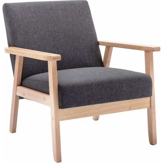 sweeek Fauteuil van hout met stoffen zitting - isak Donkergrijs