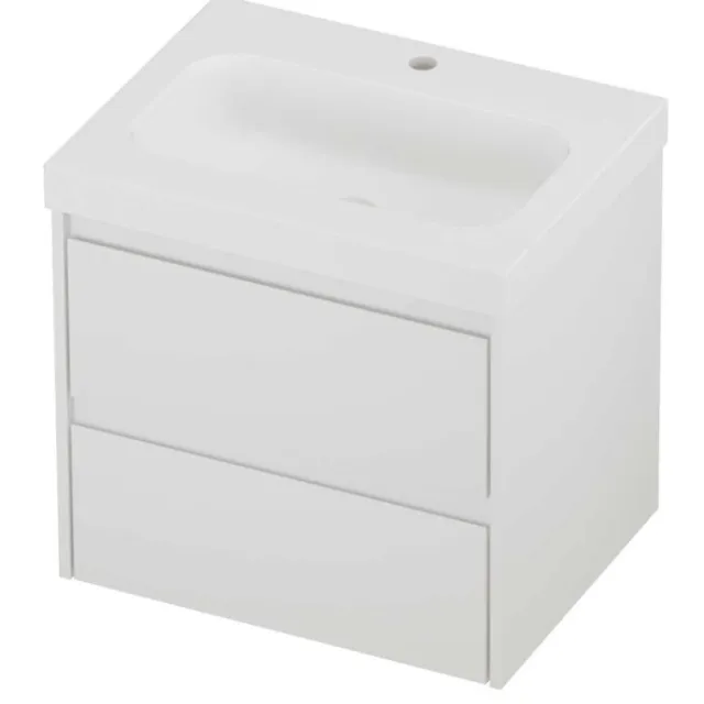 Proline Haga Badmeubelset Polystone Mezza 1 Kraangat 60x46x58 cm Mat White Mat Wit