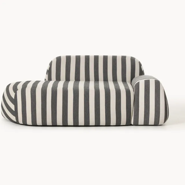 Westwing Collection Gestreepte chaise longue Wolke (2-zits) Zwart