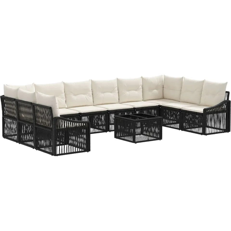 vidaXL Tuinbankenset 11 st Zwart poly rattan, foto 3