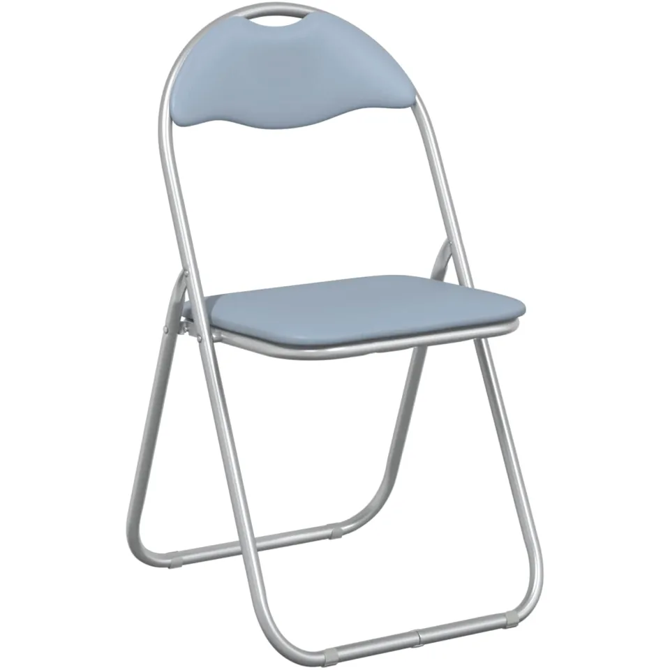 vidaXL Inklapbare stoel 2 st Nep Leer Grijs 48 x 43,5 x 81 cm, foto 4