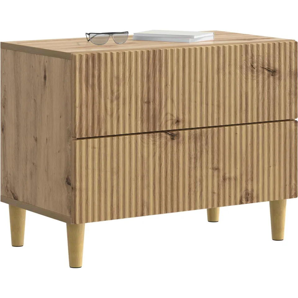 vidaXL Nachtkastje Artisanaal eiken 62 x 34,5 x 48 cm Bewerkt hout Bruin