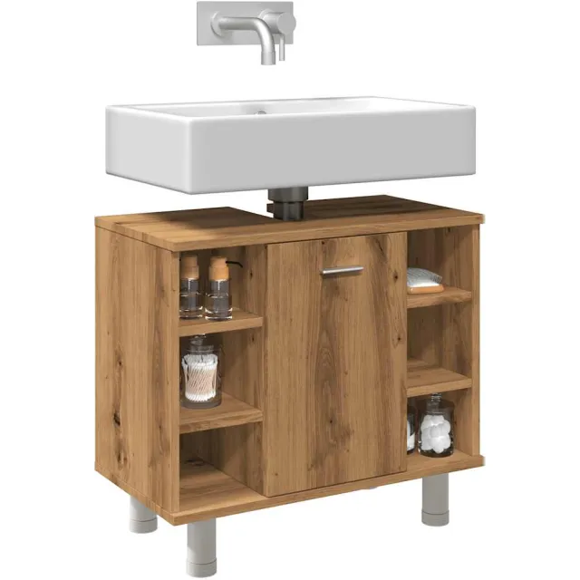 vidaXL Badkamerkast 60x32x53,5 cm bewerkt hout artisanaal eikenkleur Bruin