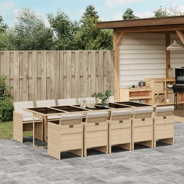 vidaXL 11-delige Tuinset met kussens poly rattan beige, foto 2