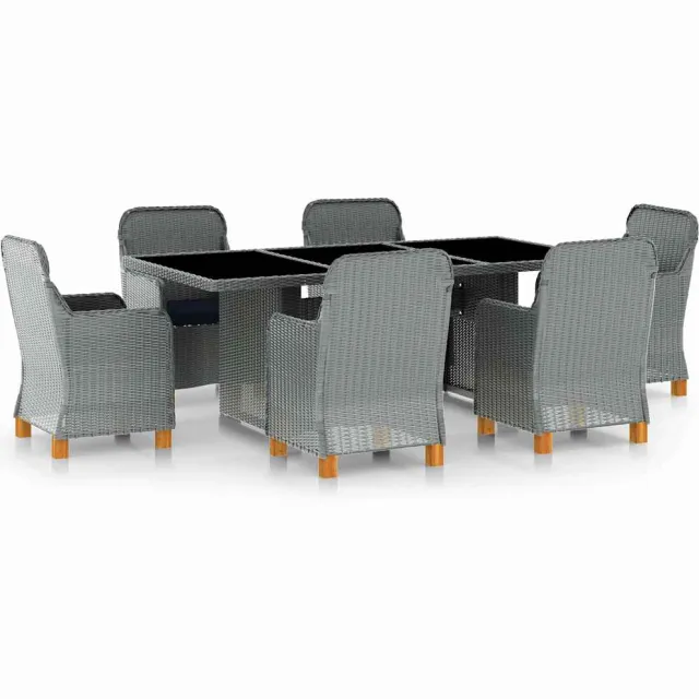 vidaXL 7-delige Tuinset met kussens poly rattan lichtgrijs grijs, foto 2