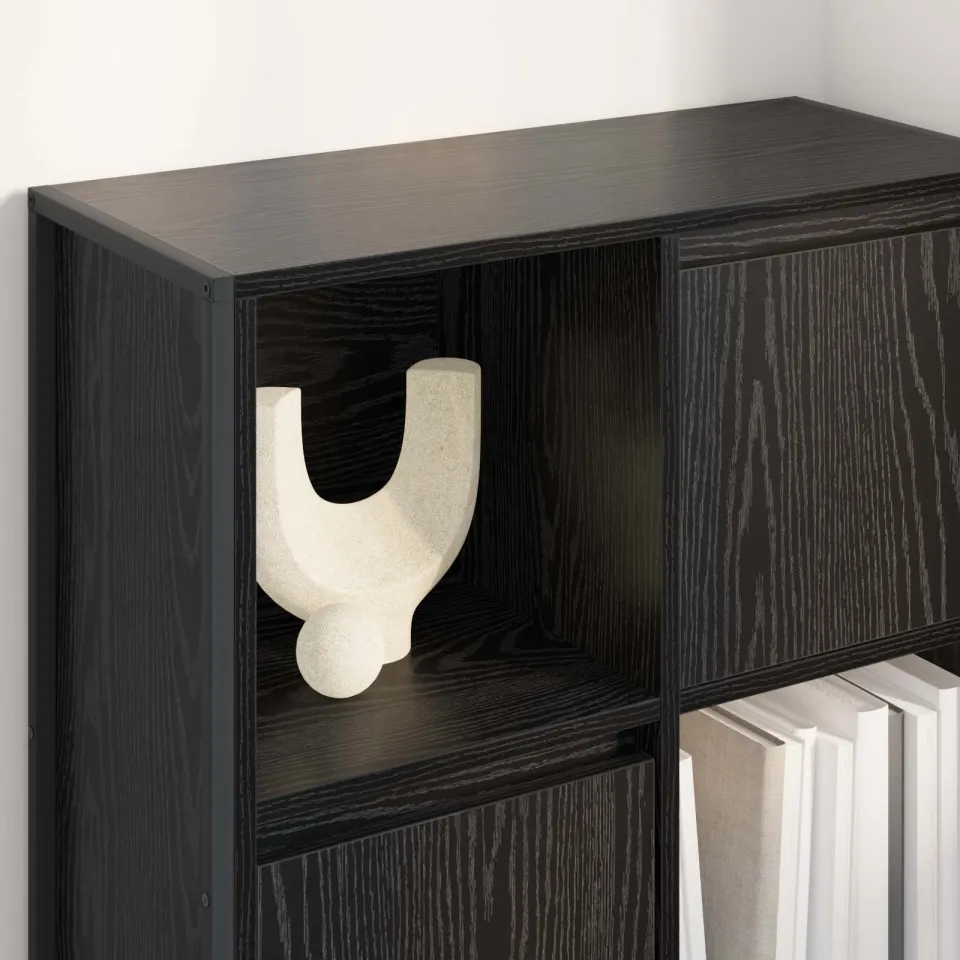 vidaXL Boekenkast 68 x 30 x 108.5 cm Bewerkt hout Zwart Eiken, foto 4