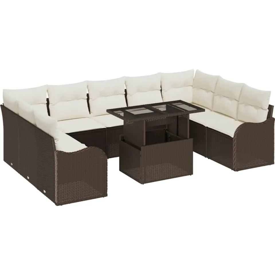vidaXL Tuin Sofa Set 10 st Bruin Poly riet