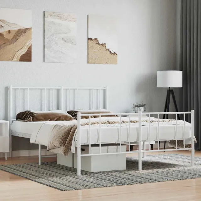 vidaXL Bedframe met hoofd- en voeteneinde metaal wit 160x200 cm