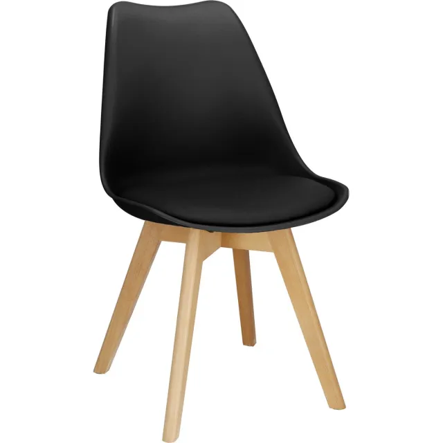 springos Eetkamerstoel - Gestoffeerd - Zwart - 82 x 44,5 x 41 CM
