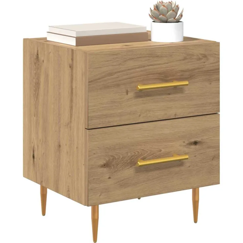 vidaXL Nachtkastje 2 st Artisan Eiken 40 x 35 x 47,5 cm Bewerkt hout Bruin