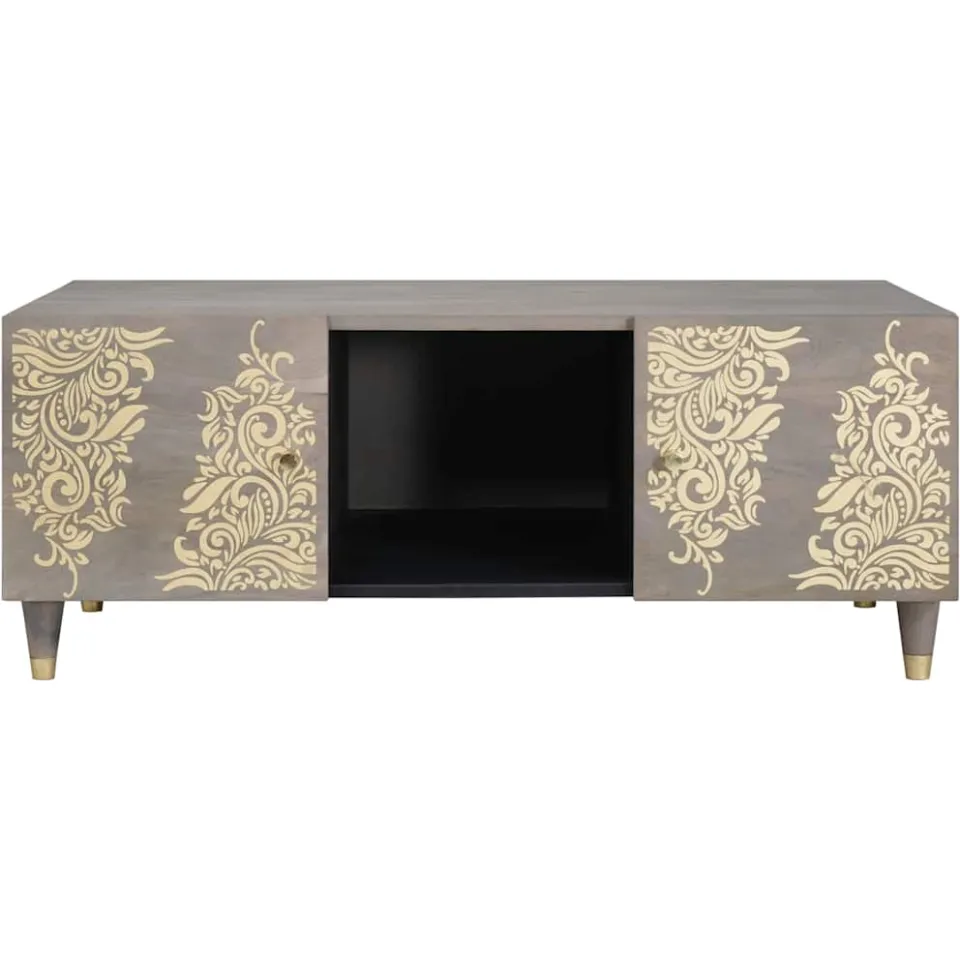 vidaXL Salontafel Grijs 100 x 54 x 40 cm Massief Mango Hout, foto 3